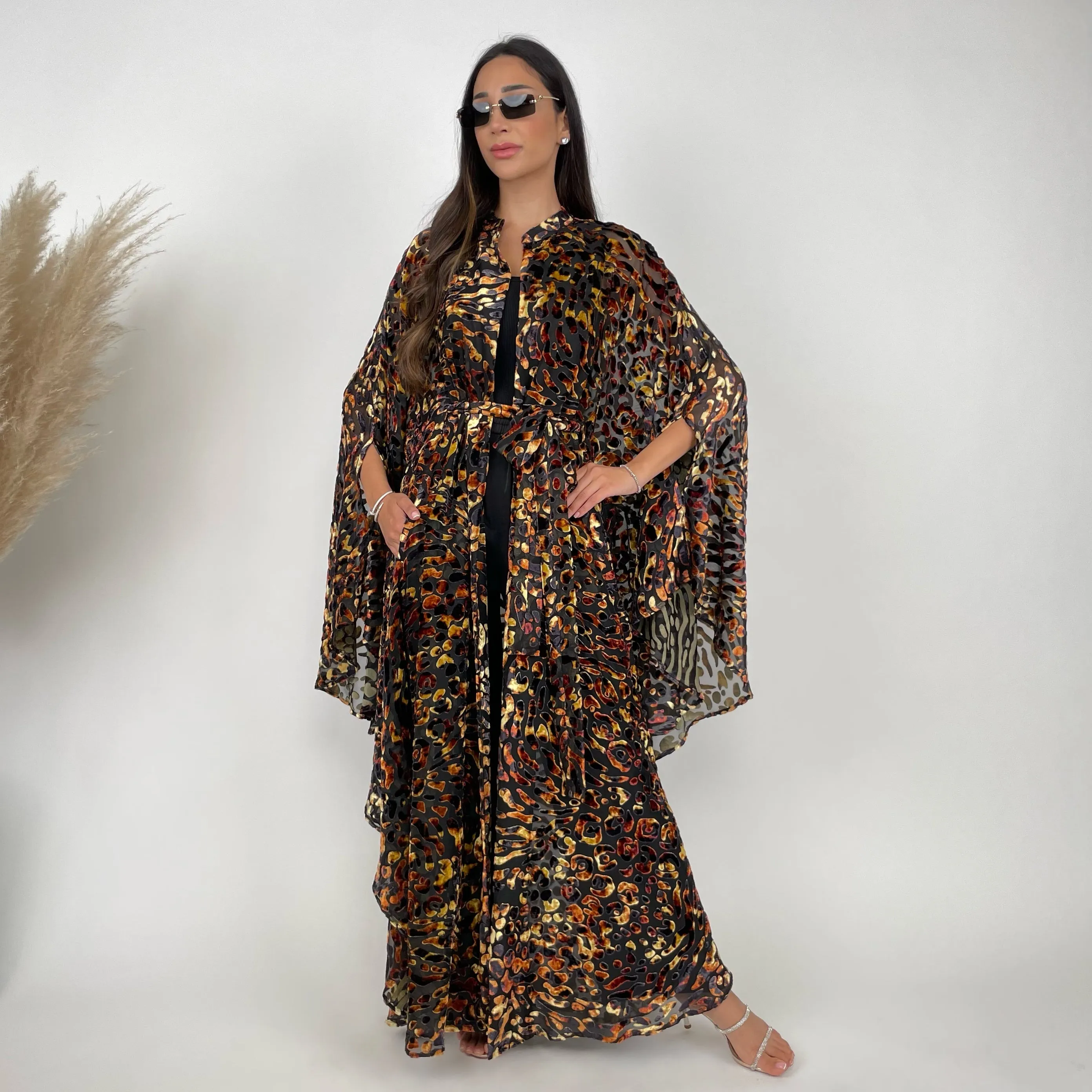 RAM24 HALA DEVORÉ CAPE STYLE ABAYA