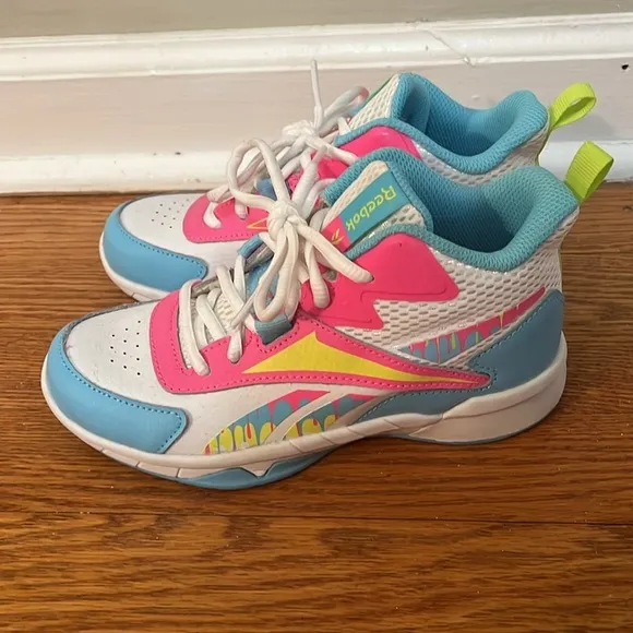 Reebok Girls White And Neon Sneakers Size 1