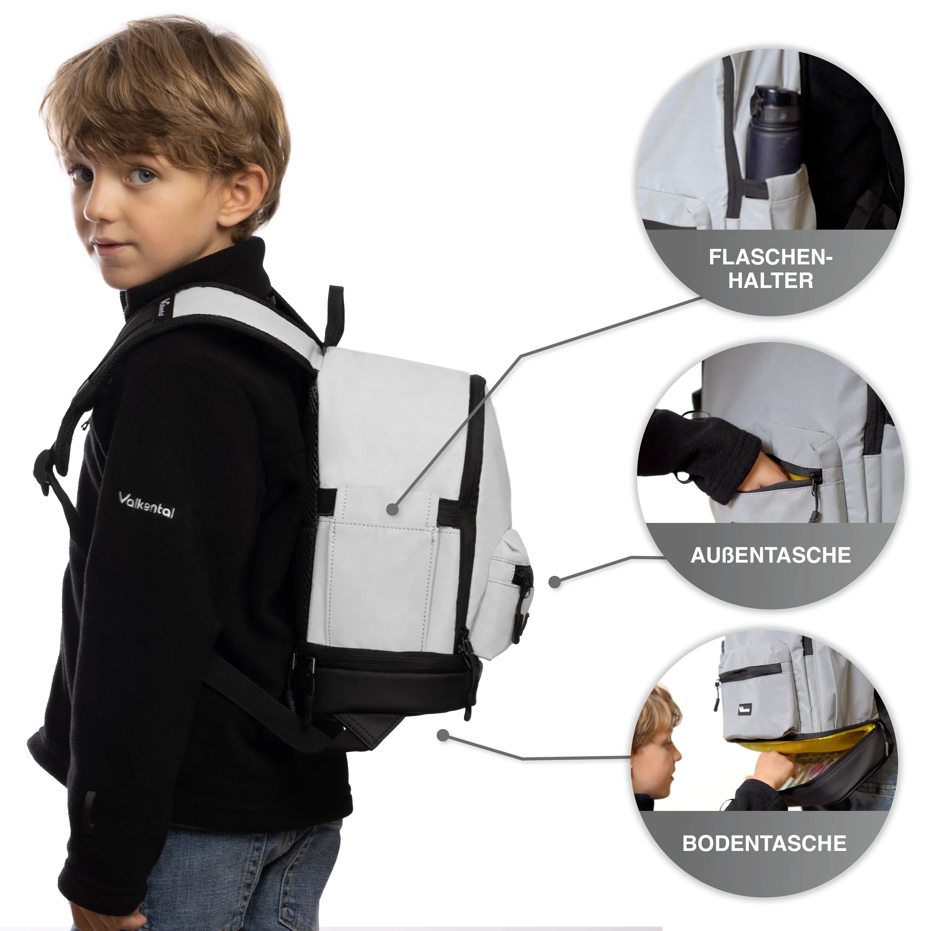 Reflektierender Kinderrucksack für Schule und Kindergarten