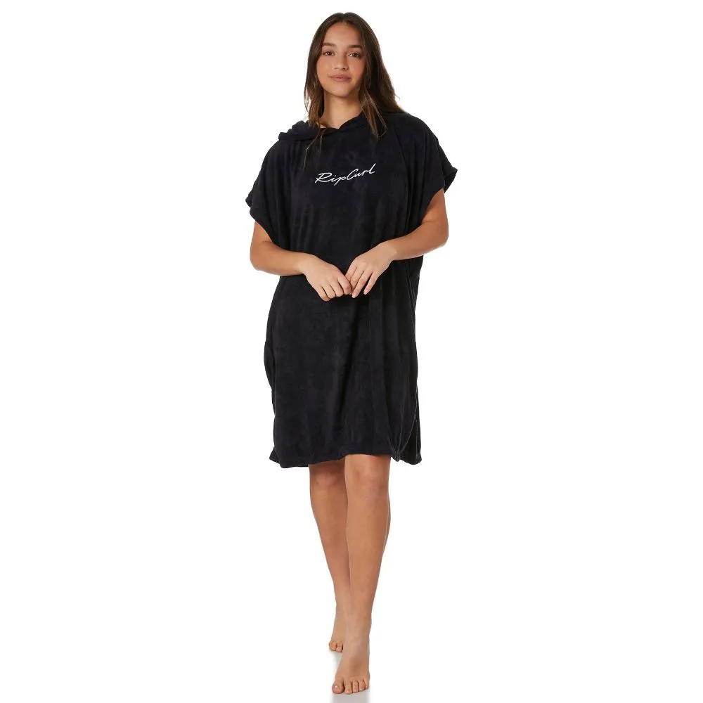 RIP CURL WOMEN'S SCRIPT HOODED TOWEL BLACK