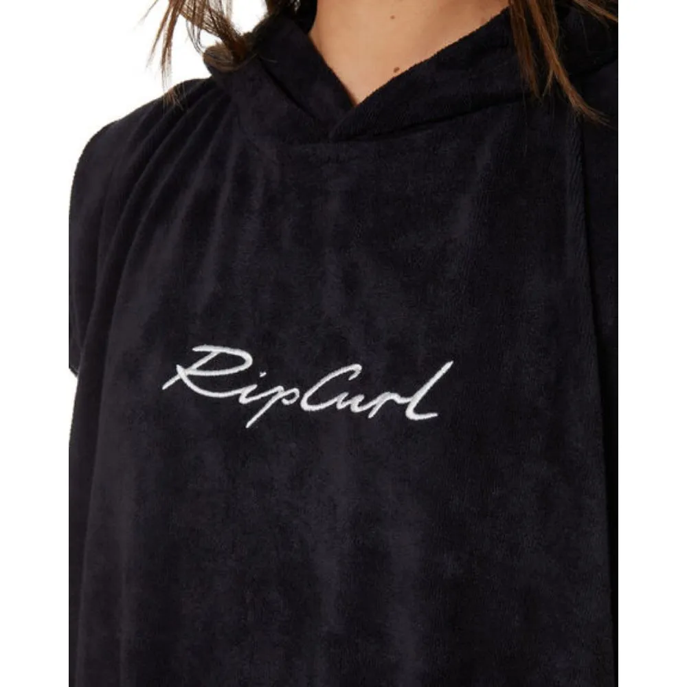 RIP CURL WOMEN'S SCRIPT HOODED TOWEL BLACK