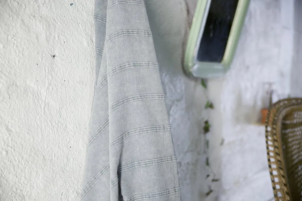Rustic Large Pestemal Throw in Grey