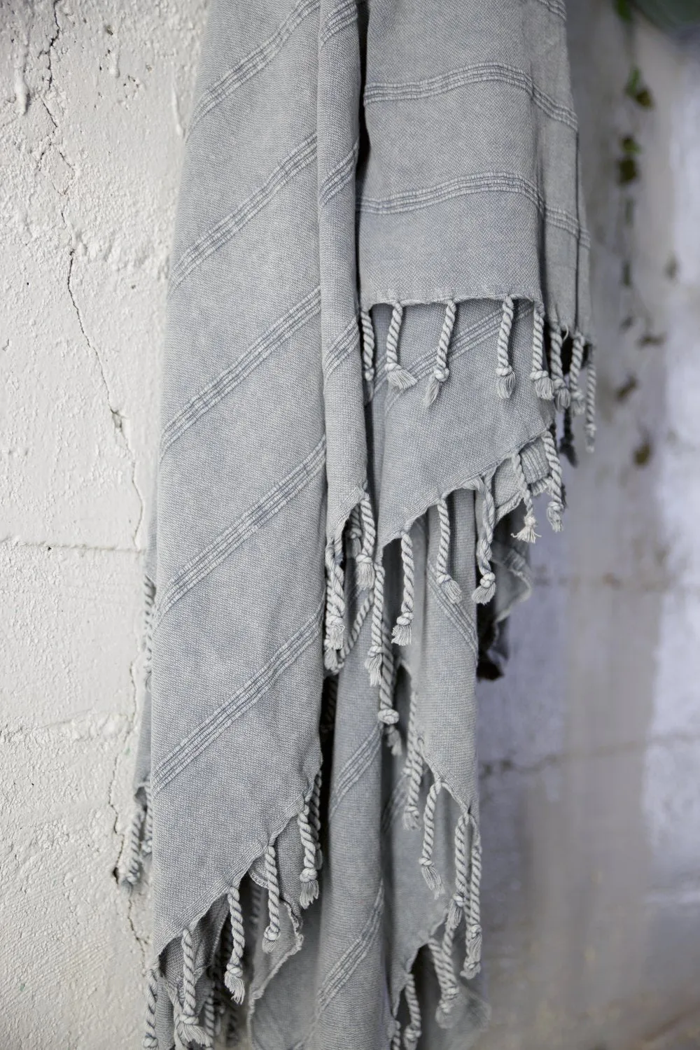 Rustic Large Pestemal Throw in Grey