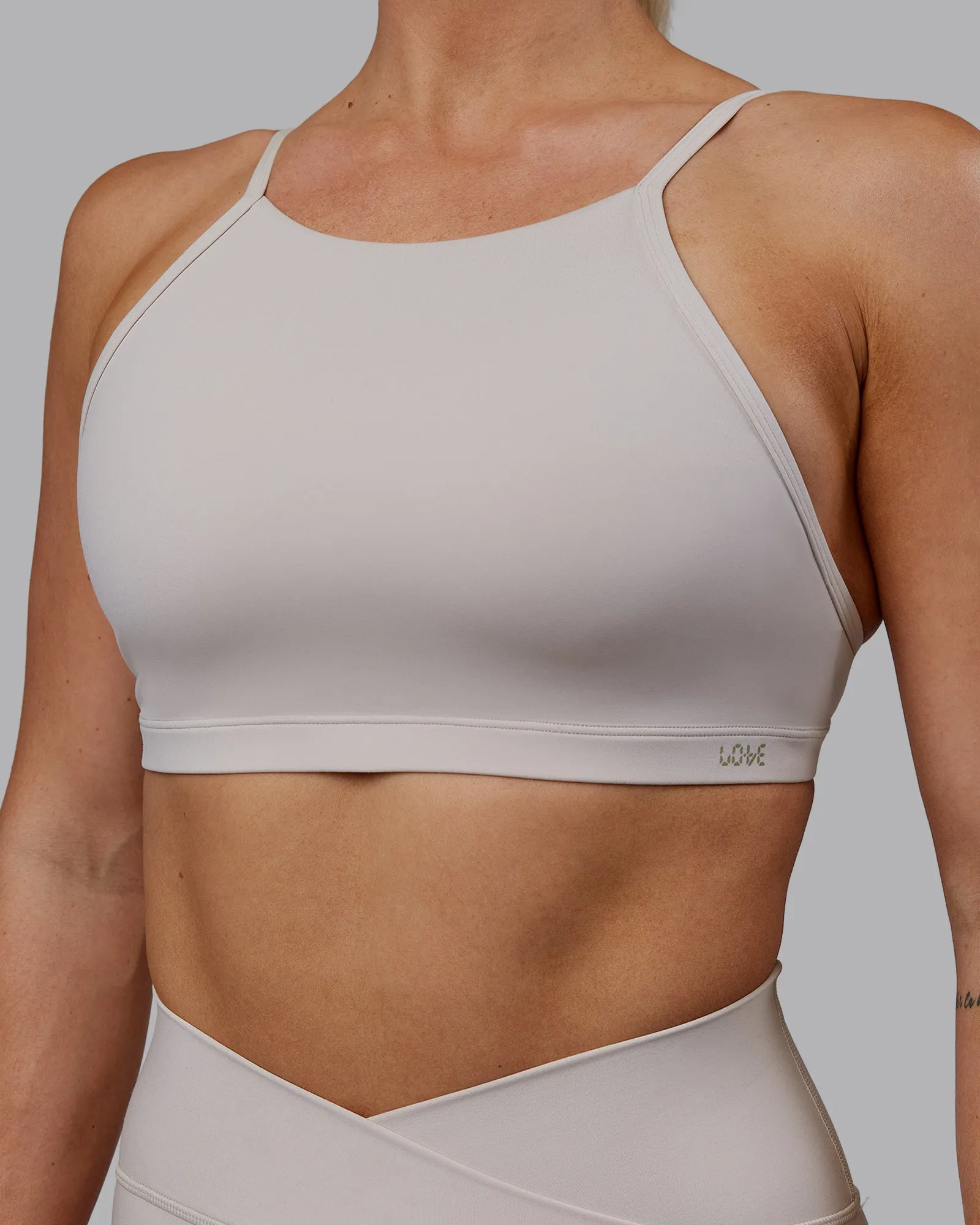 Sara Ares High Neck Sports Bra - Shale Beige