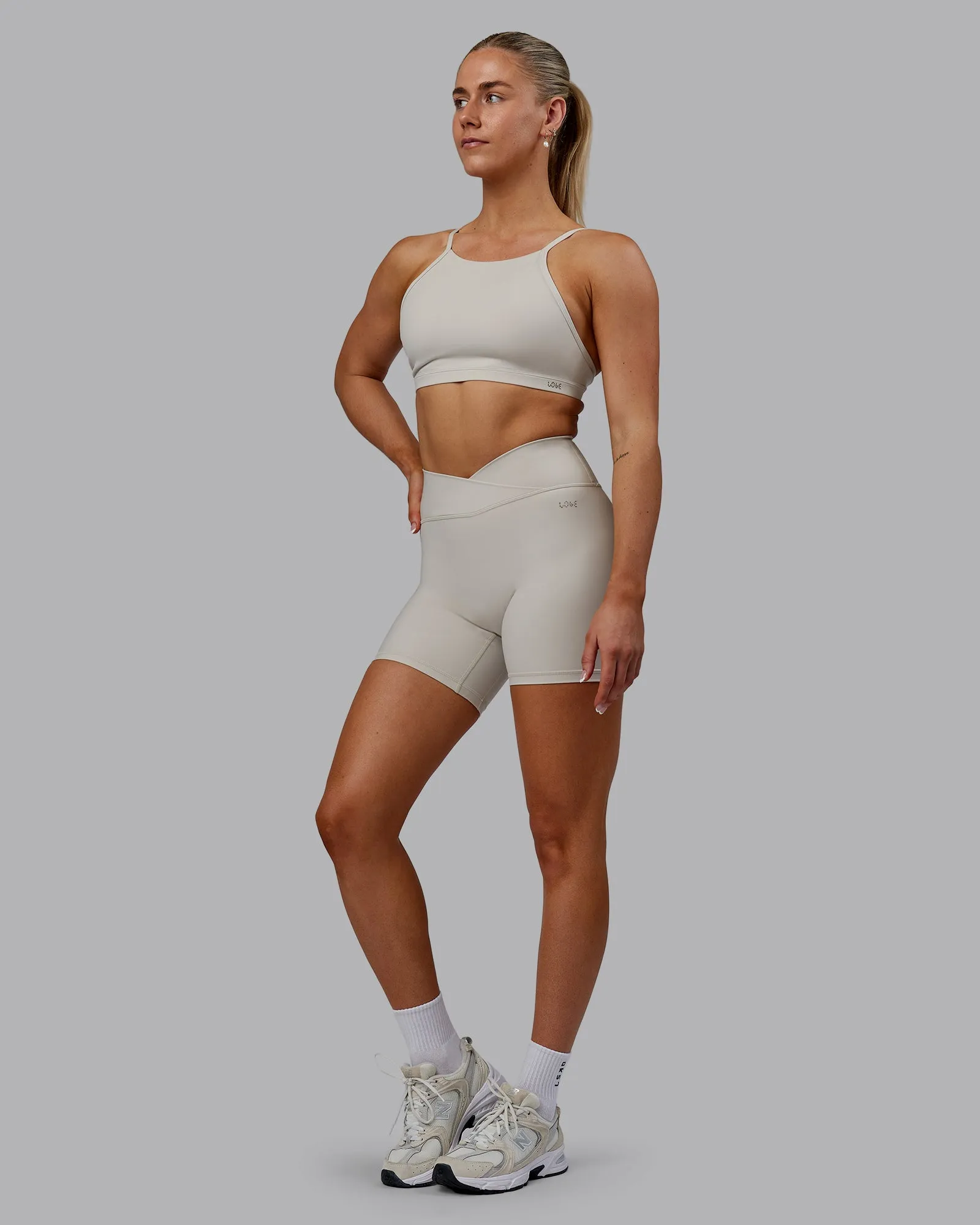 Sara Ares High Neck Sports Bra - Shale Beige
