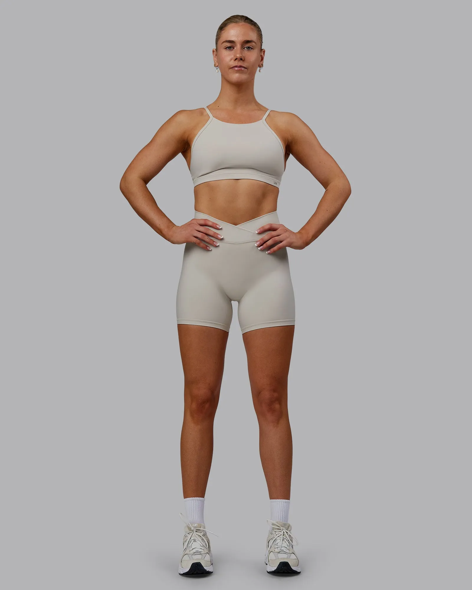 Sara Ares High Neck Sports Bra - Shale Beige