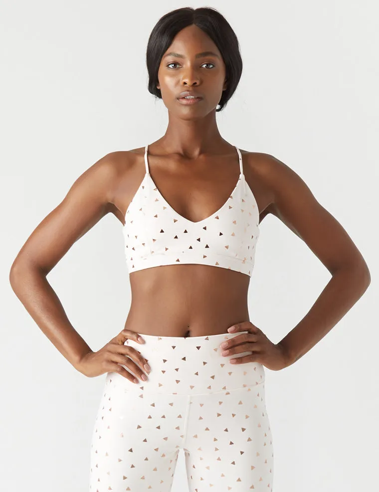 Shine Bralette: Soft Blush/Rose Gold Triangle Print