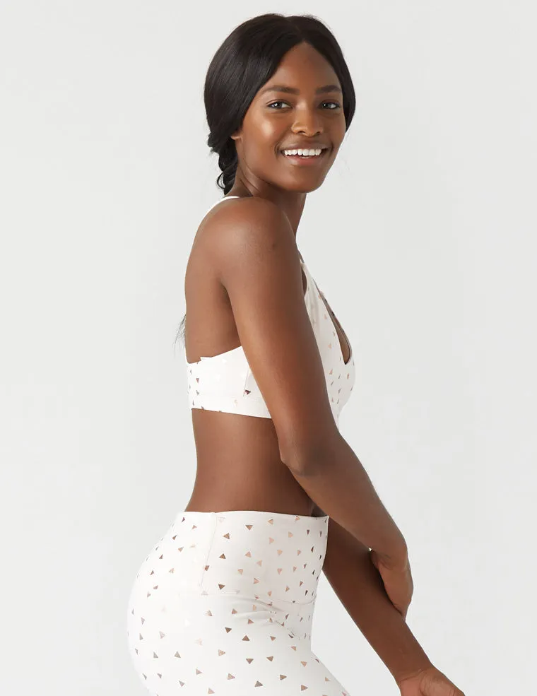 Shine Bralette: Soft Blush/Rose Gold Triangle Print