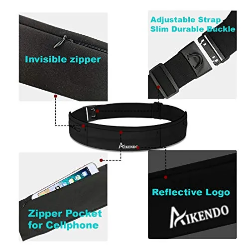 Slim Running Belt Fanny Pack Phone Holder,Fitness Workout Waist Pouch Bag for Exercise Gym Walking,Travel Money Jogging Pocket Belt Runners Gift Accessories Gear for iPhone 11 8 7 Plus XS XR (Black)