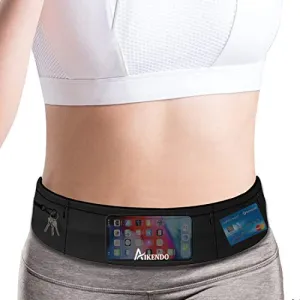 Slim Running Belt Fanny Pack Phone Holder,Fitness Workout Waist Pouch Bag for Exercise Gym Walking,Travel Money Jogging Pocket Belt Runners Gift Accessories Gear for iPhone 11 8 7 Plus XS XR (Black)