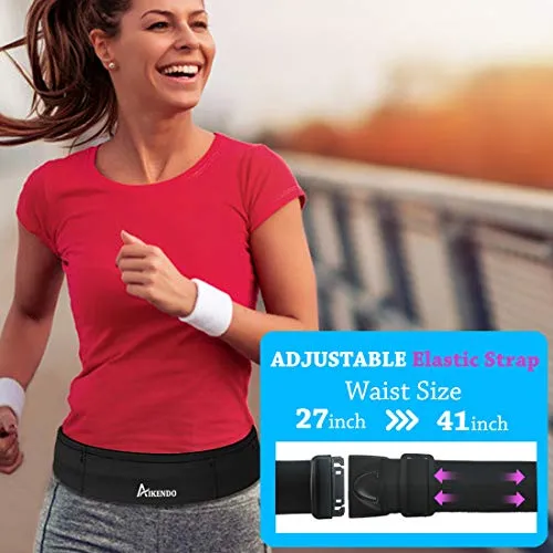 Slim Running Belt Fanny Pack Phone Holder,Fitness Workout Waist Pouch Bag for Exercise Gym Walking,Travel Money Jogging Pocket Belt Runners Gift Accessories Gear for iPhone 11 8 7 Plus XS XR (Black)
