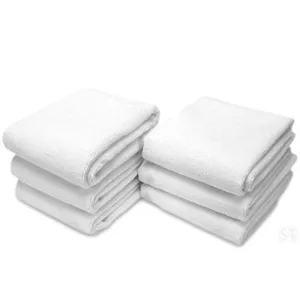STS Microfiber Fitness Exercise Towels, 6 Pack, 16-Inch x 27-Inch, White