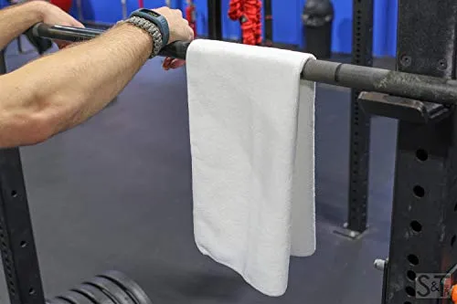 STS Microfiber Fitness Exercise Towels, 6 Pack, 16-Inch x 27-Inch, White