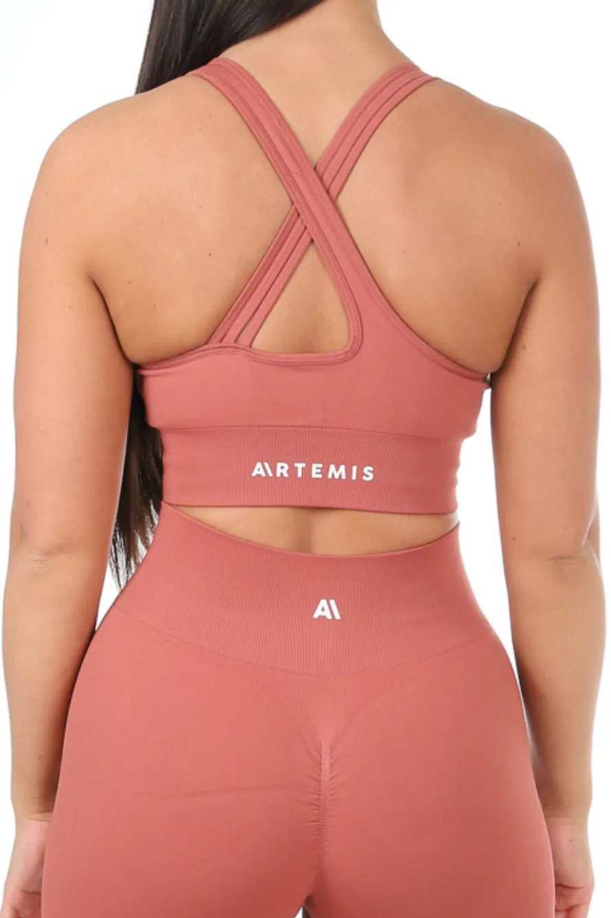 Tia Criss Cross Sports Bra Tan