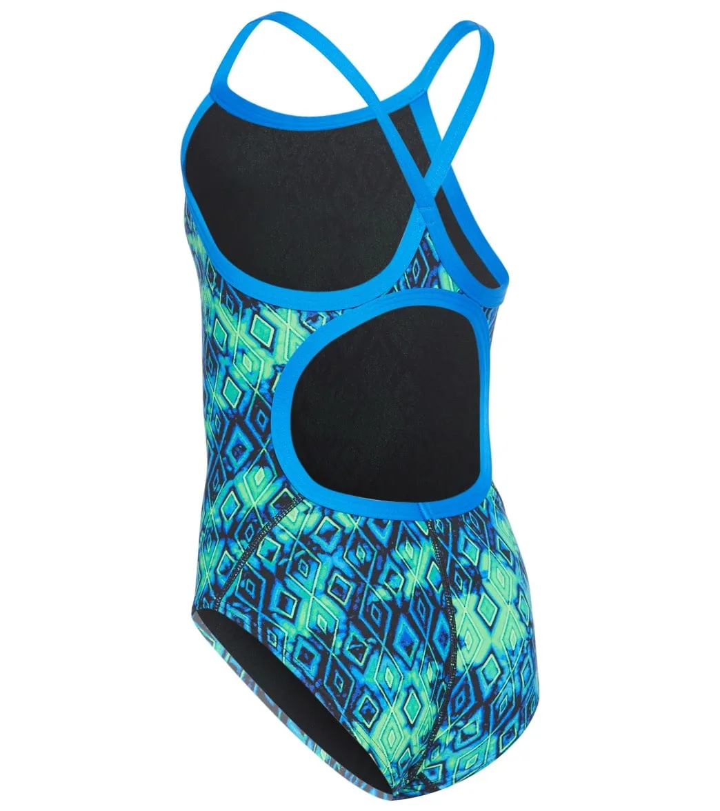 TYR Women's Glacial Diamondfit Swimsuit YouthFit- Blue/ Green