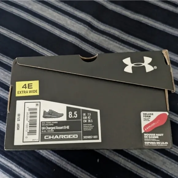 Under Armour Charges Assert 9 Men 8.5 Extra Wide 3024857-002 Blackout 022025