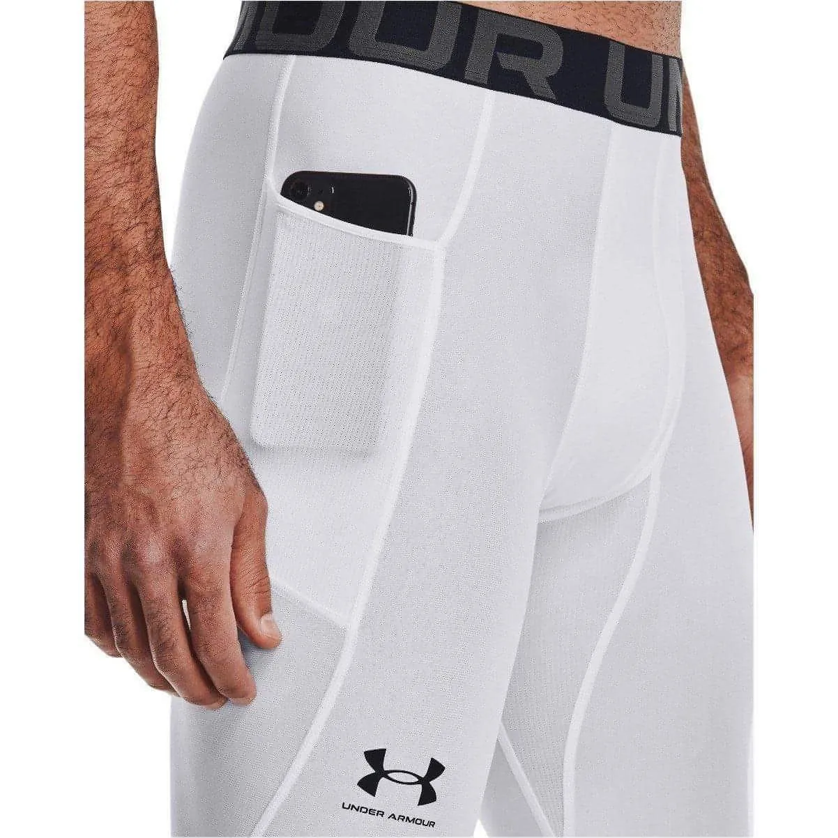 Under Armour HeatGear Compression Mens Long Running Tights - White