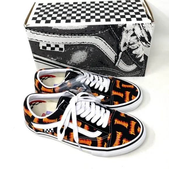 VANS x Thrasher Old Skool Skate Low Top Black Canvas Men’s Sneakers VN0005W0BML