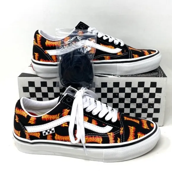 VANS x Thrasher Old Skool Skate Low Top Black Canvas Men’s Sneakers VN0005W0BML