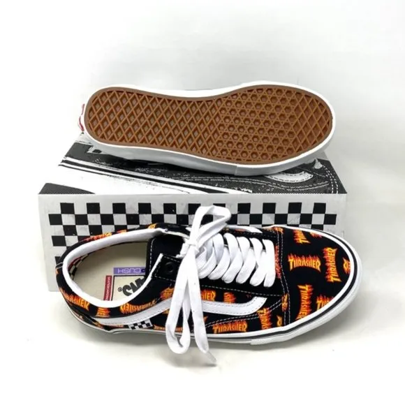 VANS x Thrasher Old Skool Skate Low Top Black Canvas Men’s Sneakers VN0005W0BML