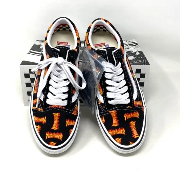 VANS x Thrasher Old Skool Skate Low Top Black Canvas Men’s Sneakers VN0005W0BML