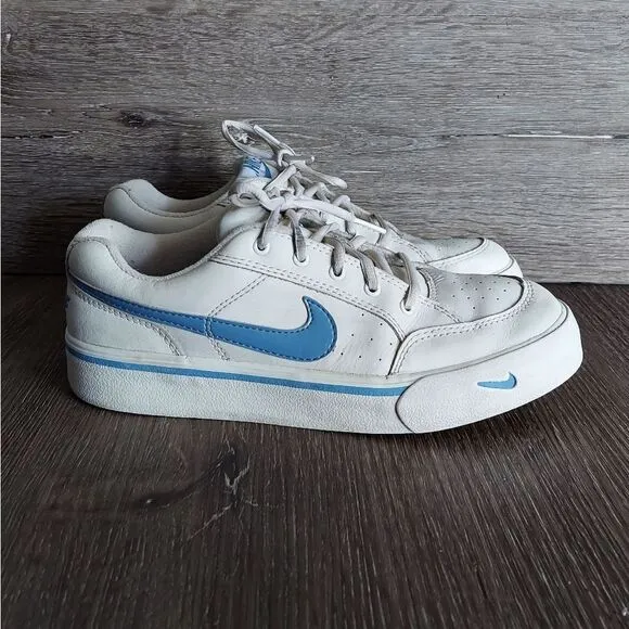 Vintage Nike Sneakers White &amp; Blue Size 5.5Y