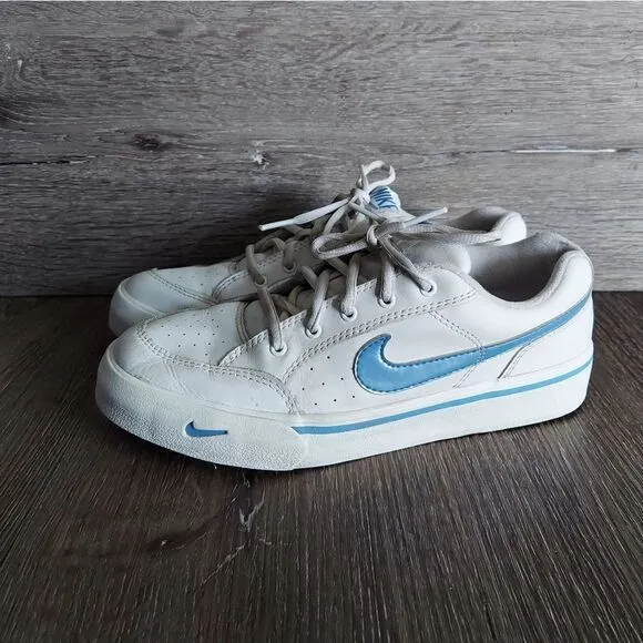 Vintage Nike Sneakers White &amp; Blue Size 5.5Y