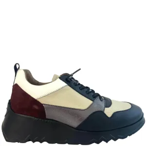 Wonders Black Leather Raised Sole Sneakers