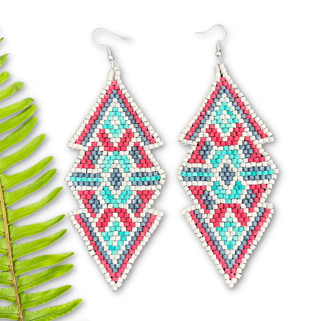 Woven Earrings in Natural Stone Boho Chic Design