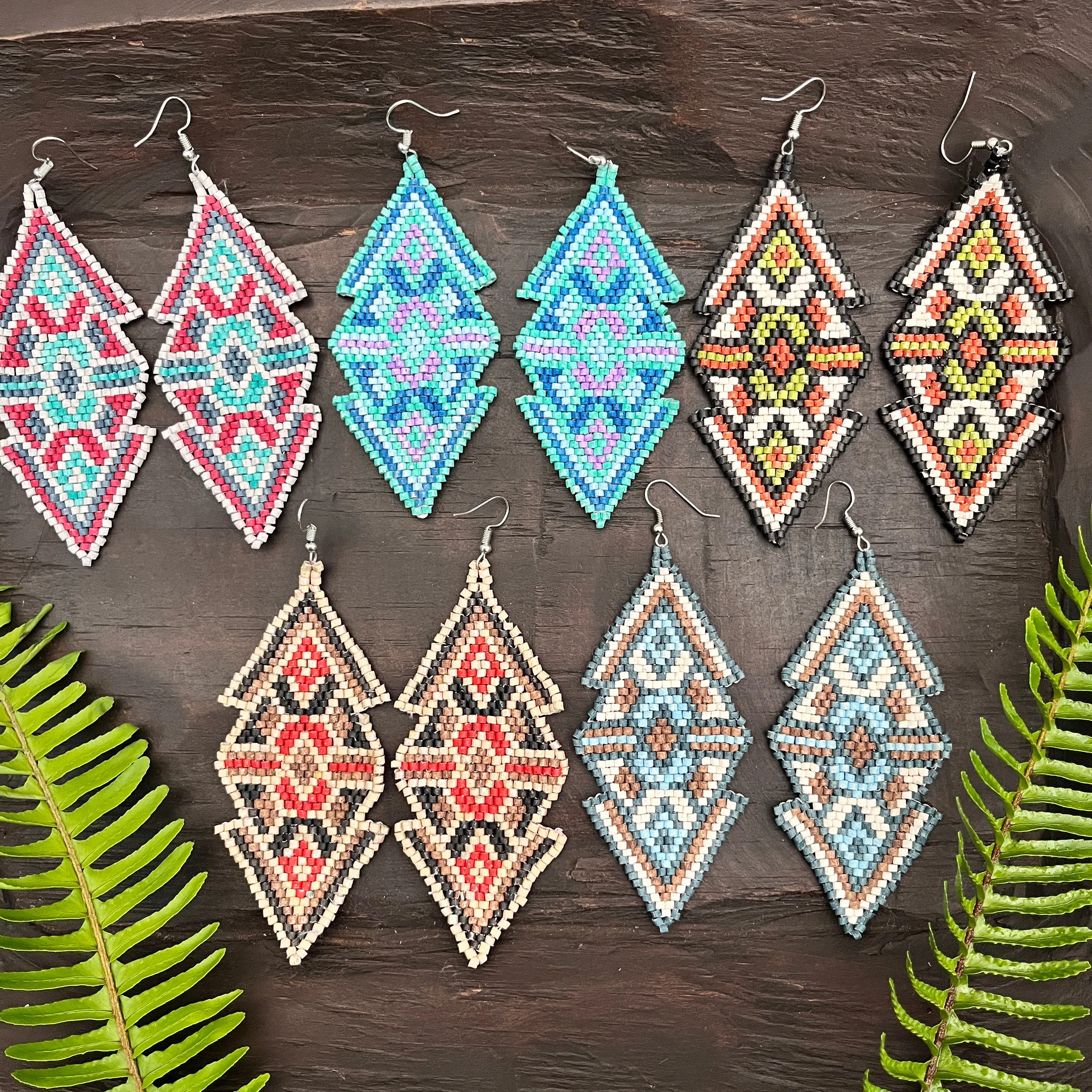 Woven Earrings in Natural Stone Boho Chic Design