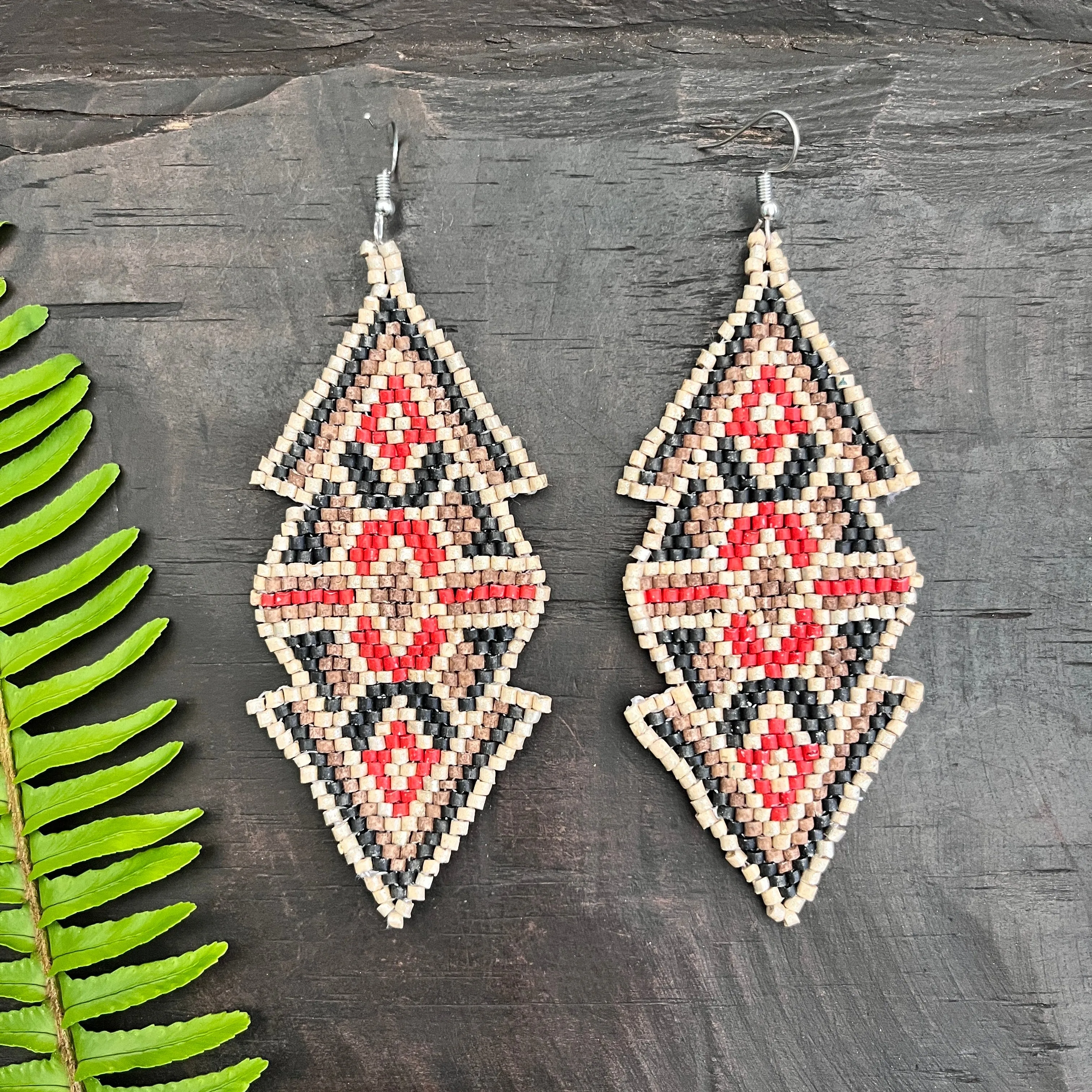Woven Earrings in Natural Stone Boho Chic Design