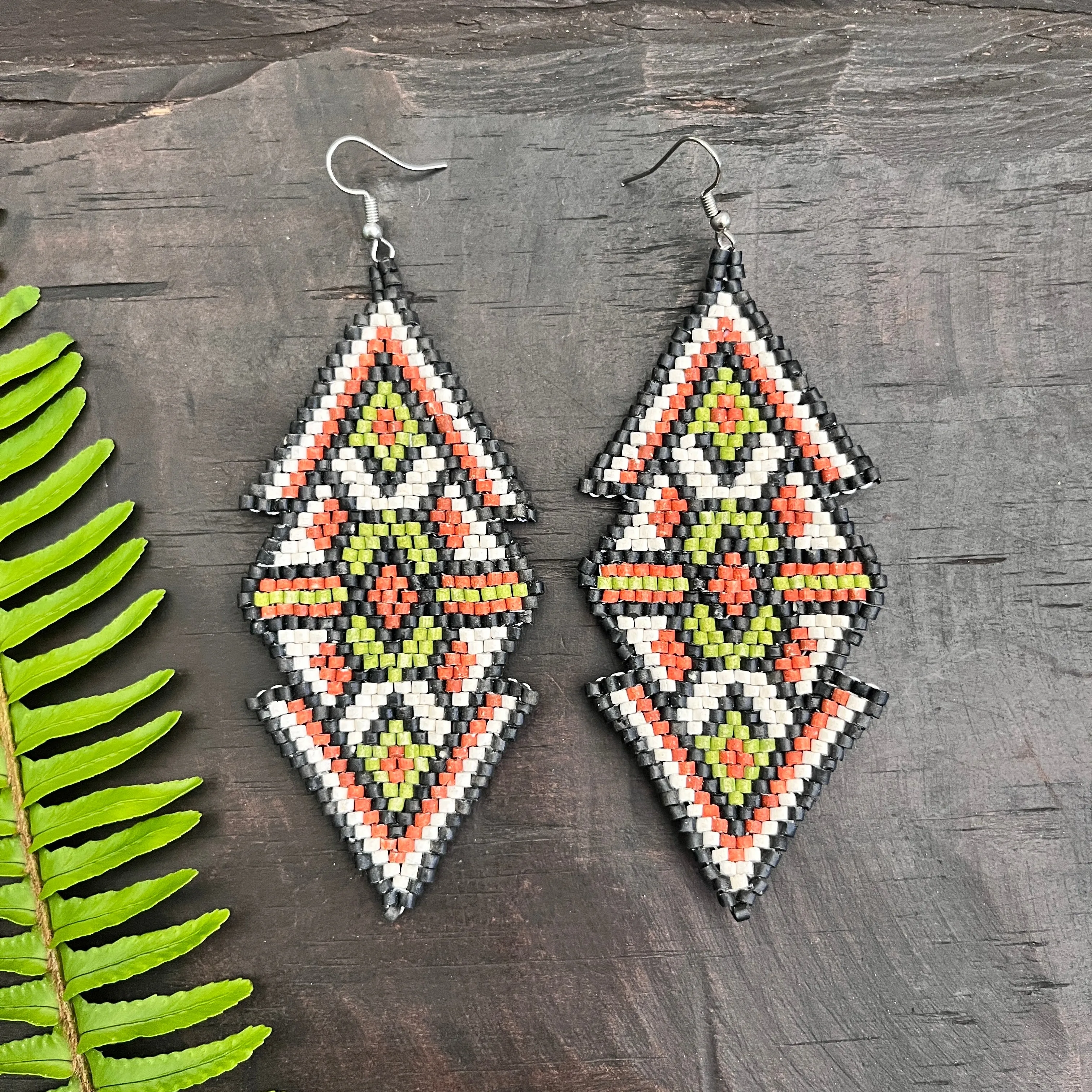 Woven Earrings in Natural Stone Boho Chic Design