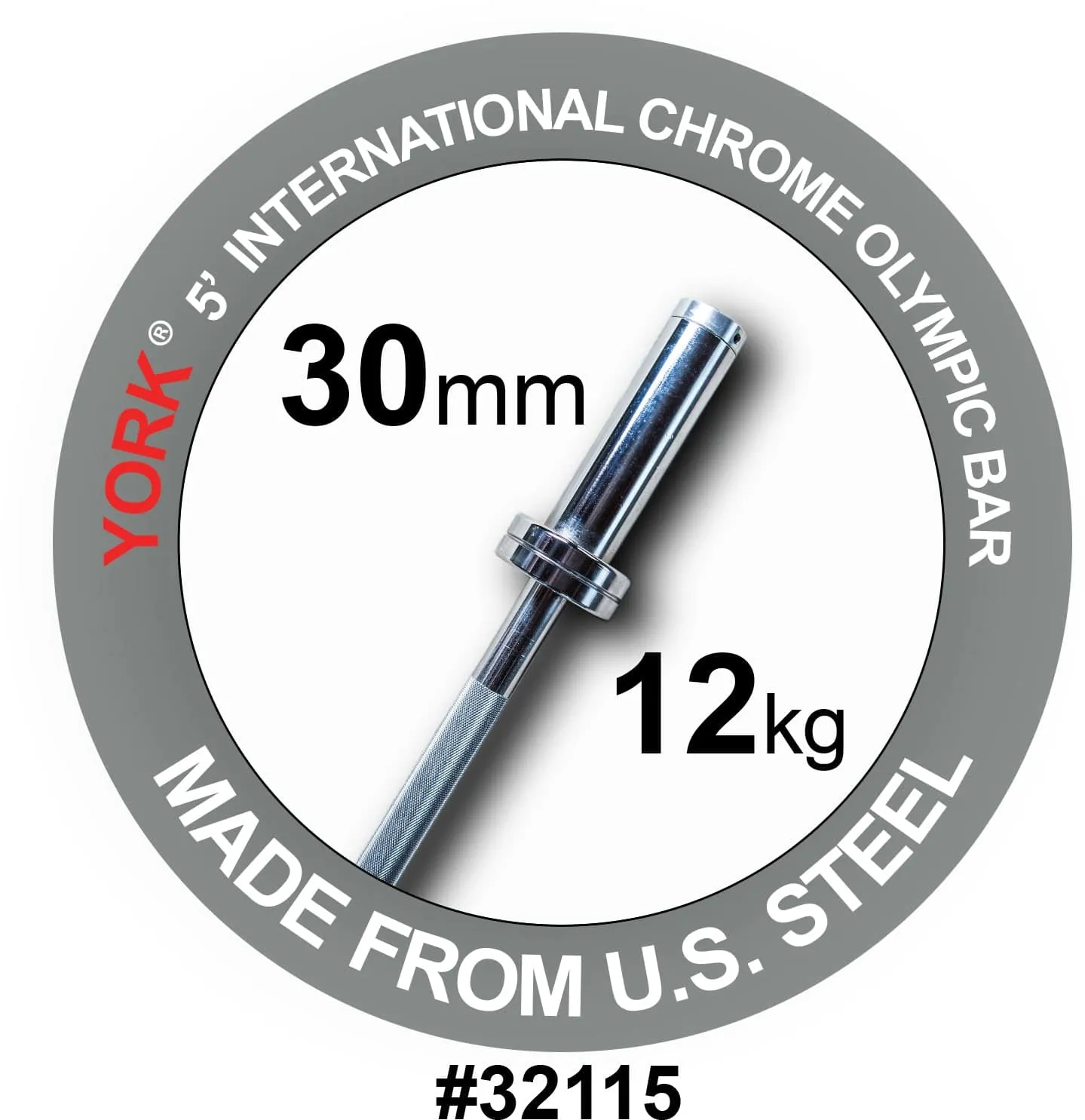 York Barbell | International Hard Chrome Bar - 5ft (30mm)
